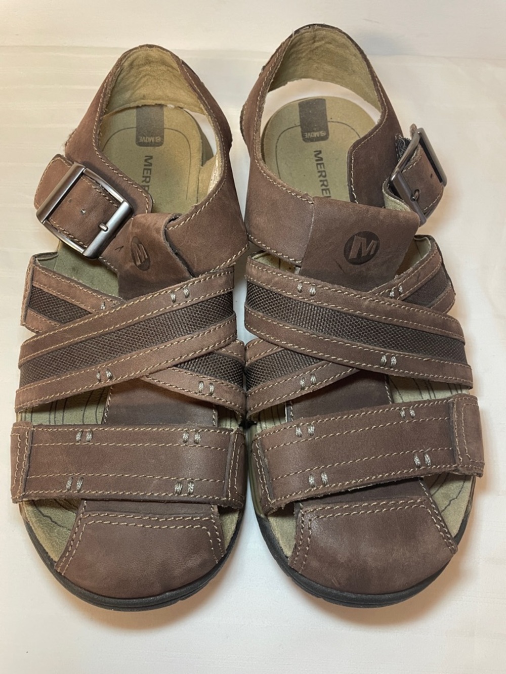 Merrell Espresso brown leather fisherman sandals men’s size 8 women’s size 9.5